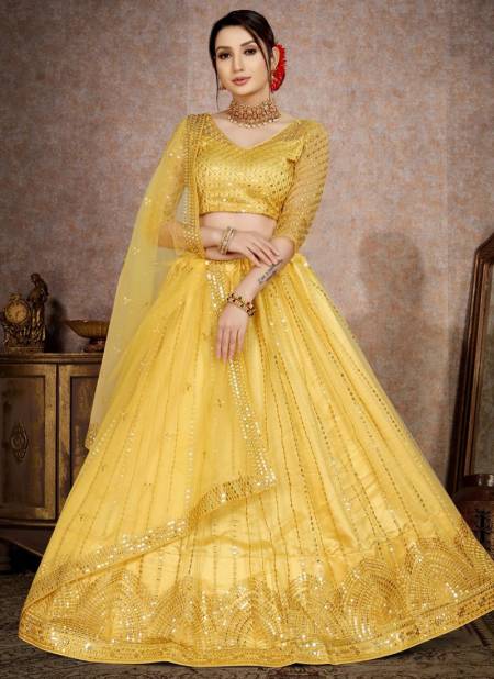 Yellow Colour Rama Razi New Latest Designer Party Wear Heavy Net Lehenga Choli Collection 11041
